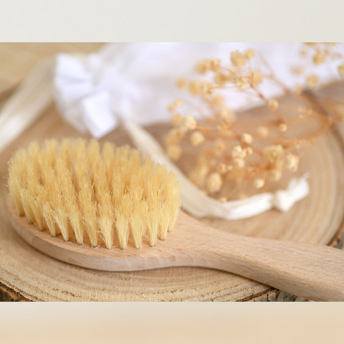 Bebe Sweeny Beige Wooden Baby Hairbrush & Comb Set | Made in France