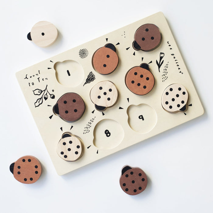 Wee Gallery Wooden Tray Puzzle - Count to 10 Ladybugs