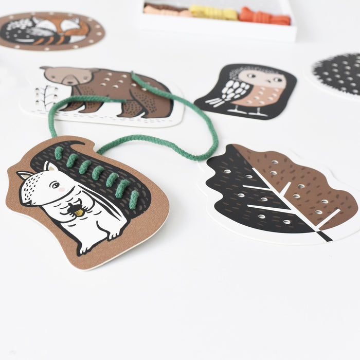 Wee Gallery Lacing Cards - Woodland Animals