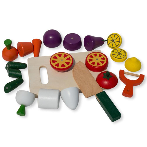 BestPysanky 22 Pieces Magnetic Wooden Toy Kitchen Play Set with Vegetables & Knife