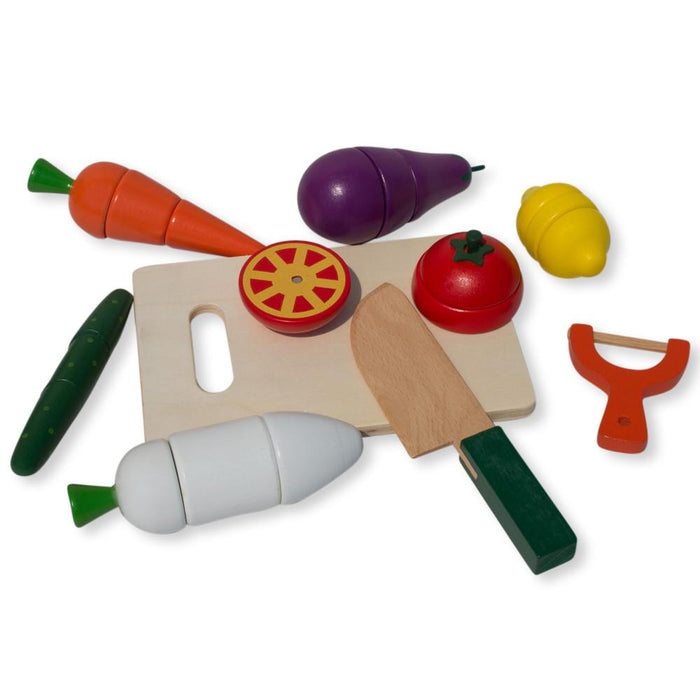 BestPysanky 22 Pieces Magnetic Wooden Toy Kitchen Play Set with Vegetables & Knife