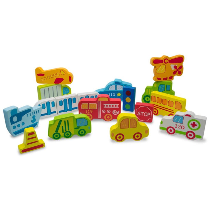 BestPysanky Cars, Ship, Plane, Helicopter and Sign Learning Wooden Blocks Puzzle