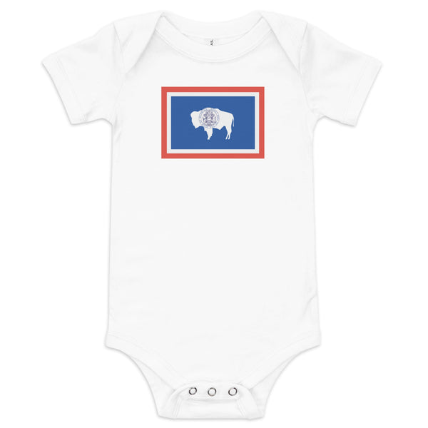 Little Hometown Wyoming Flag Baby Onesie