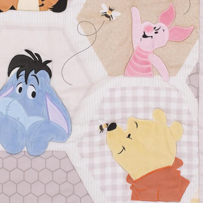 Disney Winnie the Pooh Hugs and Honeycombs Grey, 3 Piece Crib Bedding Set