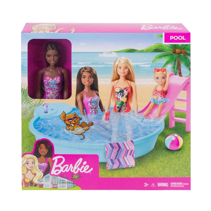Barbie Doll and Pool Playset - Brunette Doll