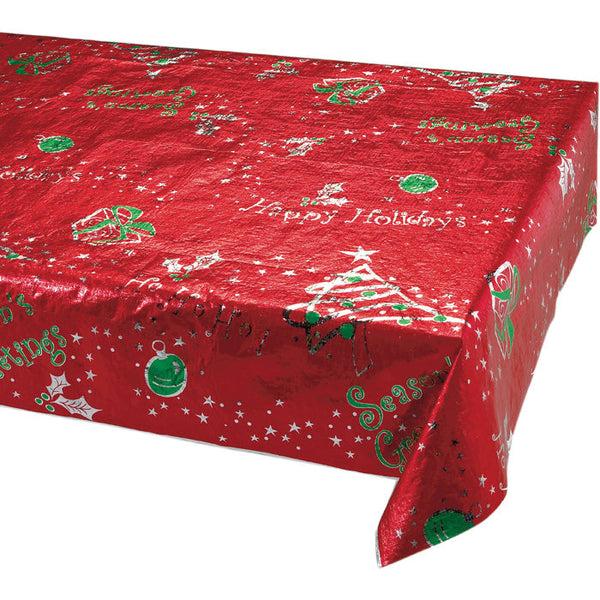 Party Decorations Metallic Printed Christmas Plastic Table Cover