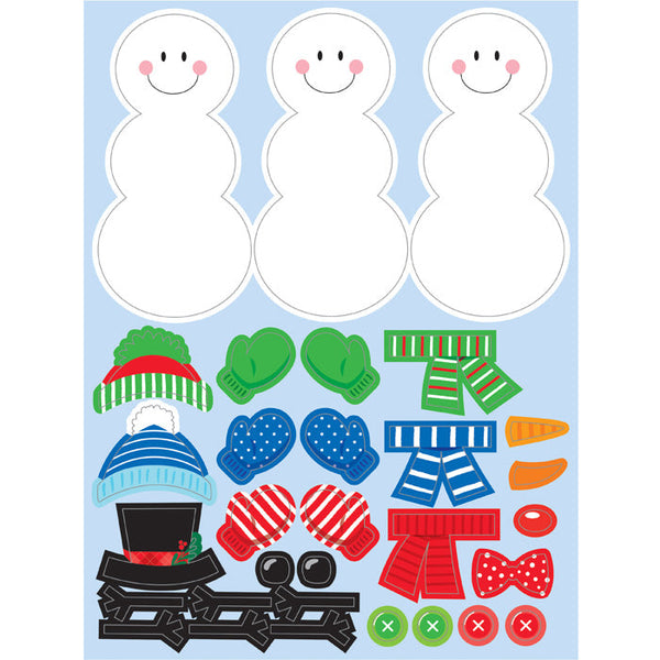 Party Decorations Build A Snowman Stickers, 4 ct