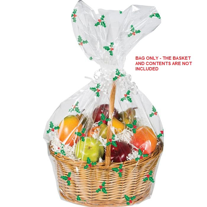 Party Decorations Holly Basket Bag