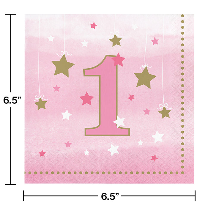 Party Decorations One Little Star Girl 1st Birthday Napkins, 16 ct