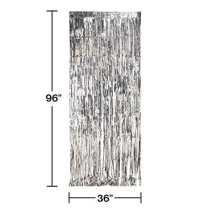 Party Decorations Foil Door Curtain Silver, 8'X3'