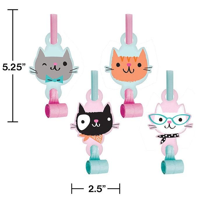 Party Decorations Purr-Fect Cat Party Blowouts with Medallion (8 ct)