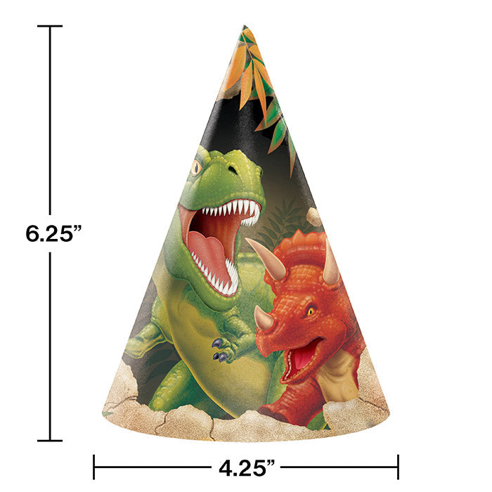 Party Decorations Dinosaur Party Hats, 8 Count