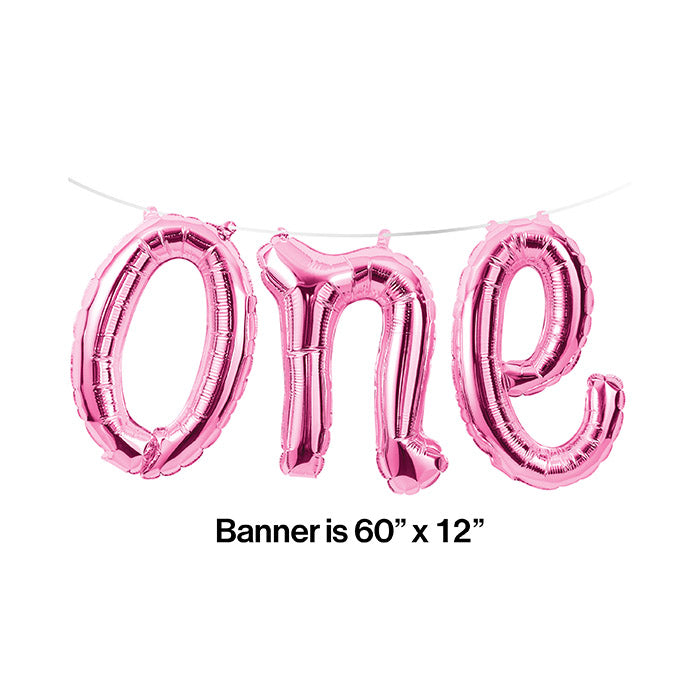 Party Decorations 1st Birthday Girl "One" Balloon Banner