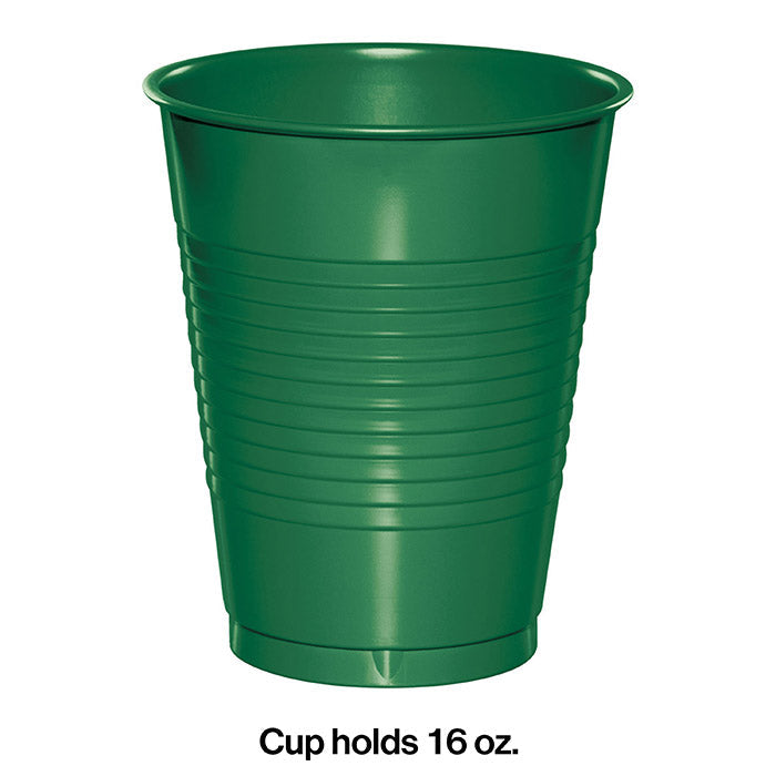 Party Decorations Emerald Green 16 Oz  Plastic Cups, 20 ct