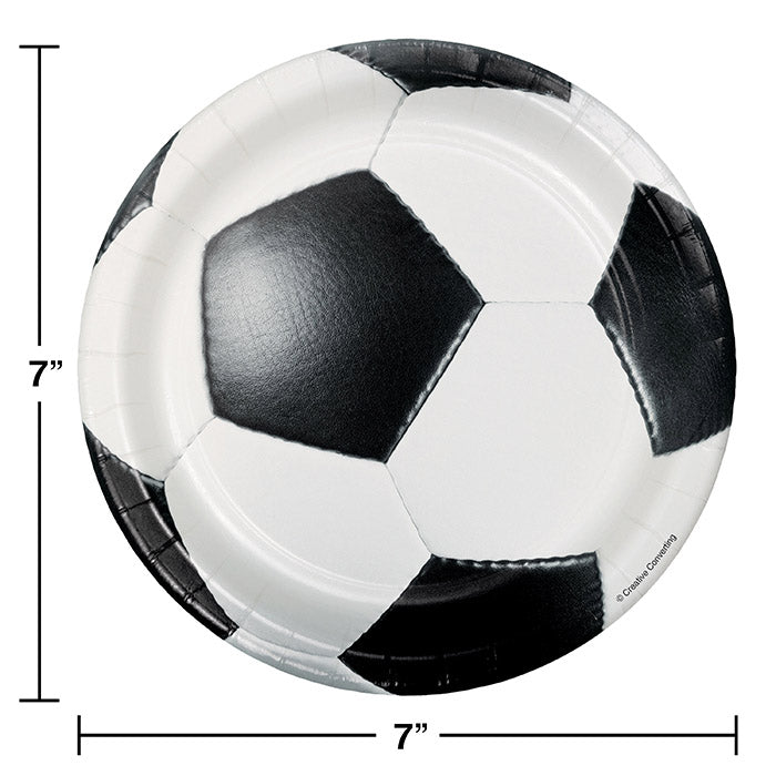 Party Decorations Soccer Paper Dessert Plates, 8 Count