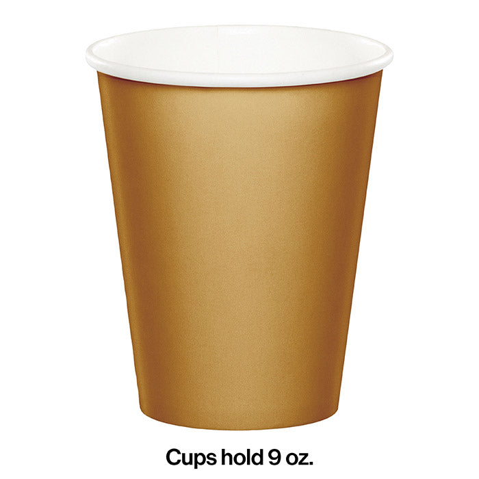 Party Decorations Glittering Gold Hot/Cold Paper Cups 9 Oz., 24 ct