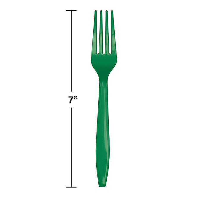 Party Decorations Emerald Green Plastic Forks, 50 ct