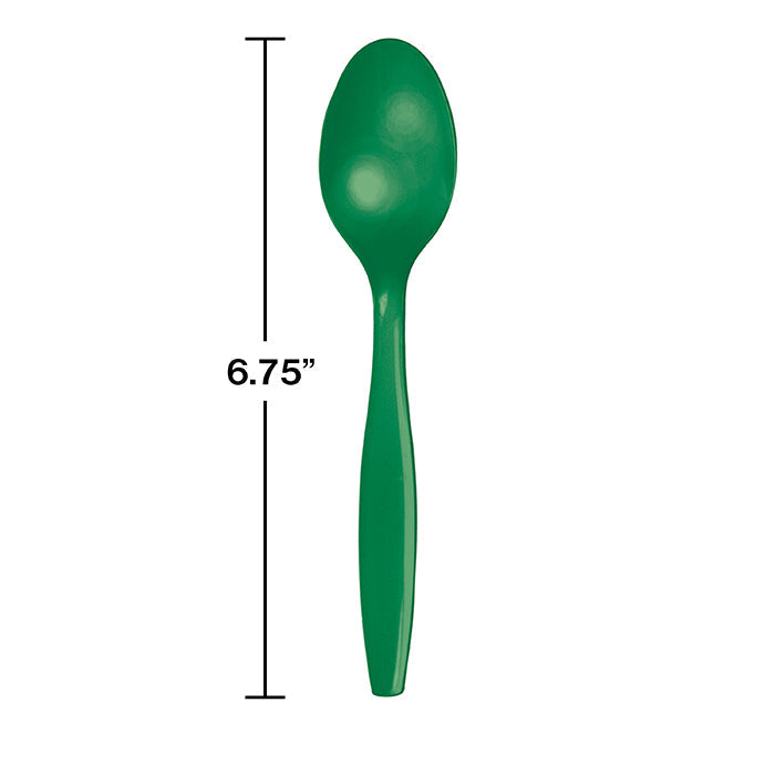 Party Decorations Emerald Green Plastic Spoons, 50 ct