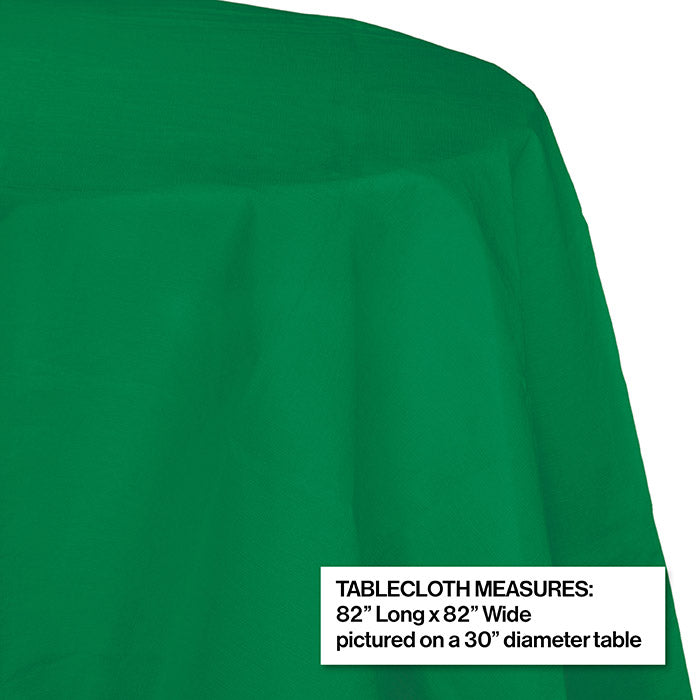 Party Decorations Emerald Green Round Polylined TIssue Tablecover, 82"