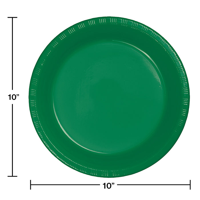 Party Decorations Emerald Green Plastic Banquet Plates, 20 Count