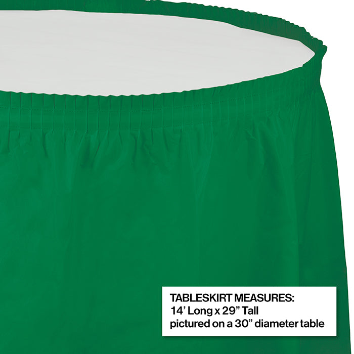 Party Decorations Emerald Green Plastic Tableskirt, 14' X 29"