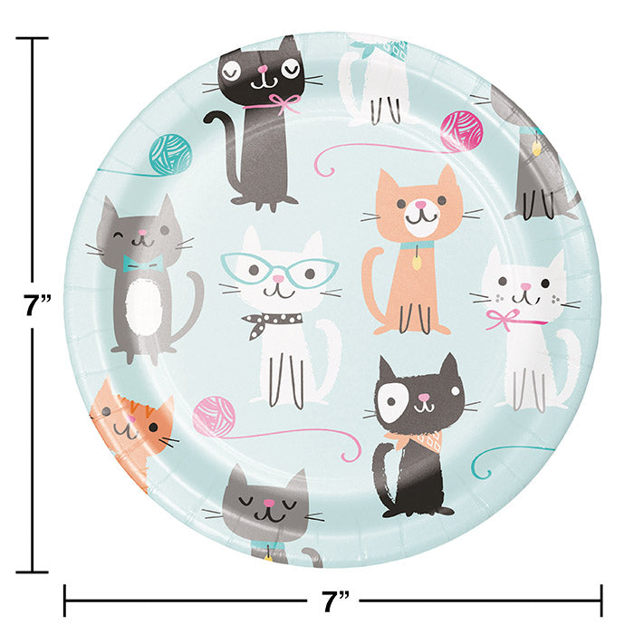 Party Decorations Purr-Fect Cat Party Paper Dessert Plates, 8 ct