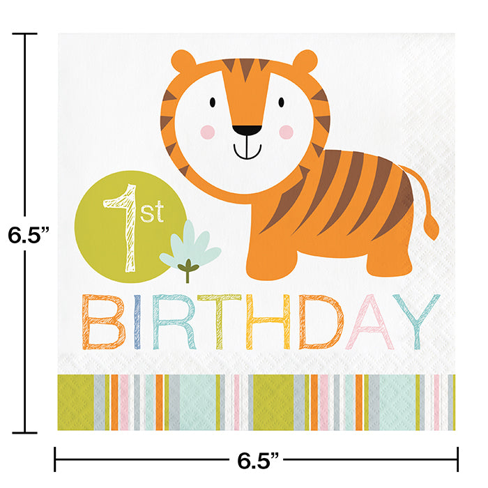 Party Decorations Happy Jungle 1st Birthday Napkins, 16 ct