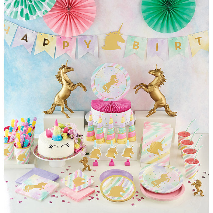 Party Decorations Sparkle Unicorn Paper Dessert Plates, 8 count