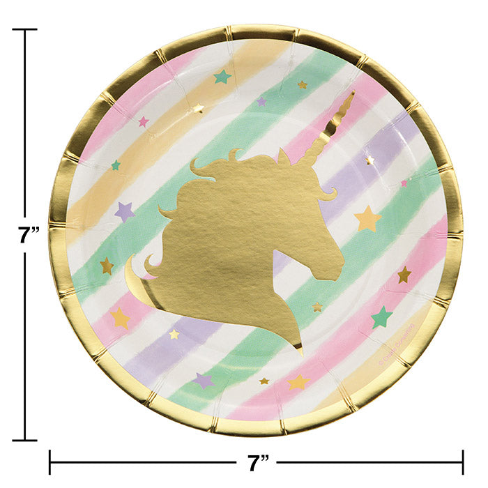 Party Decorations Sparkle Unicorn Paper Dessert Plates, 8 count