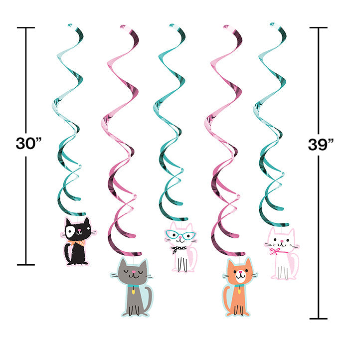 Party Decorations Purr-Fect Cat Party Dizzy Danglers (5ct)