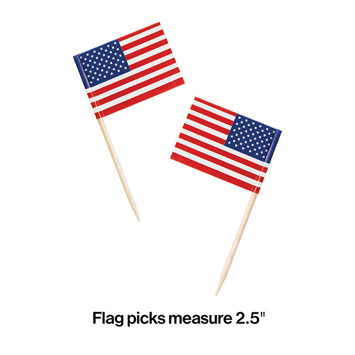 Party Decorations USA Flag Picks, 50 ct