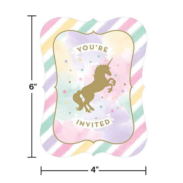 Party Decorations Unicorn Sparkle Invitation Postcard, 8 ct