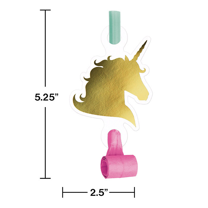 Party Decorations Unicorn Sparkle Blowouts W/Med, Foil, 8 ct