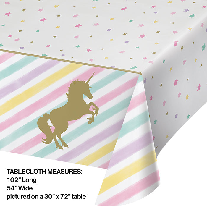 Party Decorations Unicorn Sparkle Plastic Tablecover All Over Print, 54" X 102"