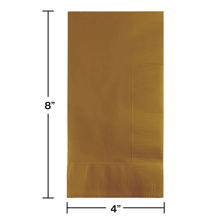 Party Decorations Glittering Gold Dinner Napkins 2Ply 1/8Fld, 100 ct