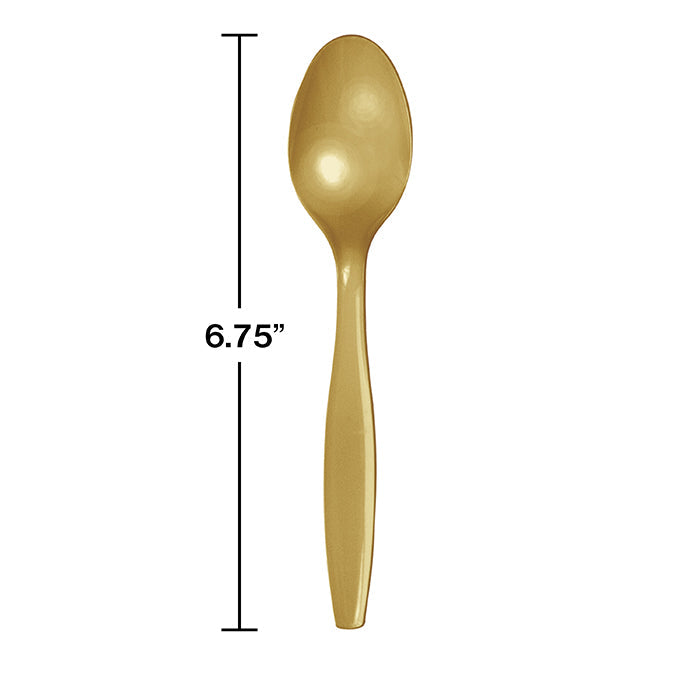 Party Decorations Glittering Gold Plastic Spoons, 50 ct