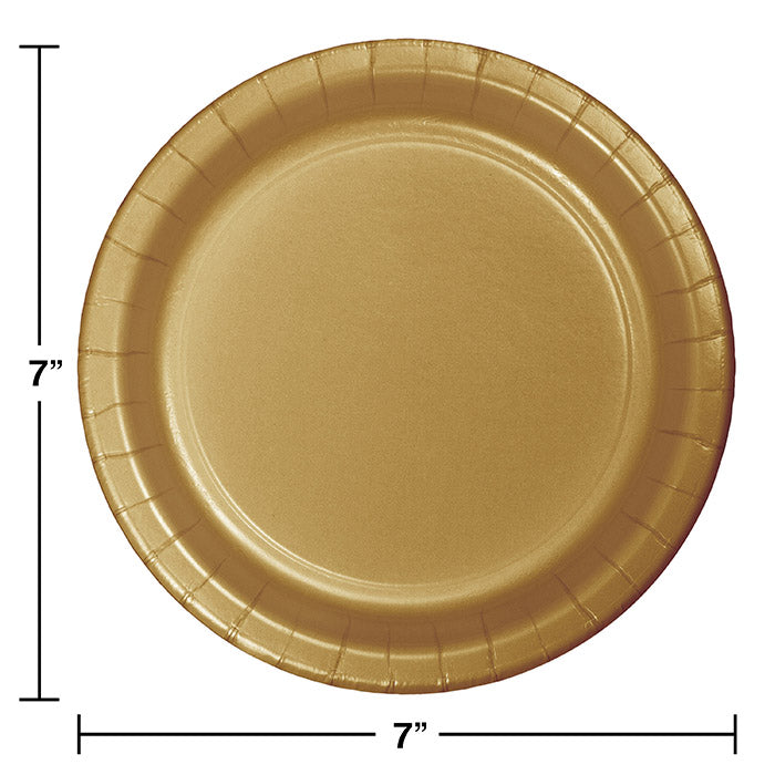 Party Decorations Glittering Gold Paper Dessert Plates, 24 ct