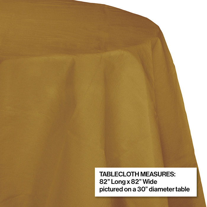 Party Decorations Glittering Gold Round Polylined TIssue Tablecover, 82"