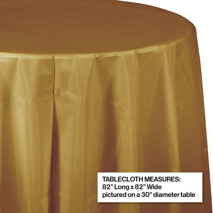 Party Decorations Glittering Gold RoundPlasticTablecover,  82"