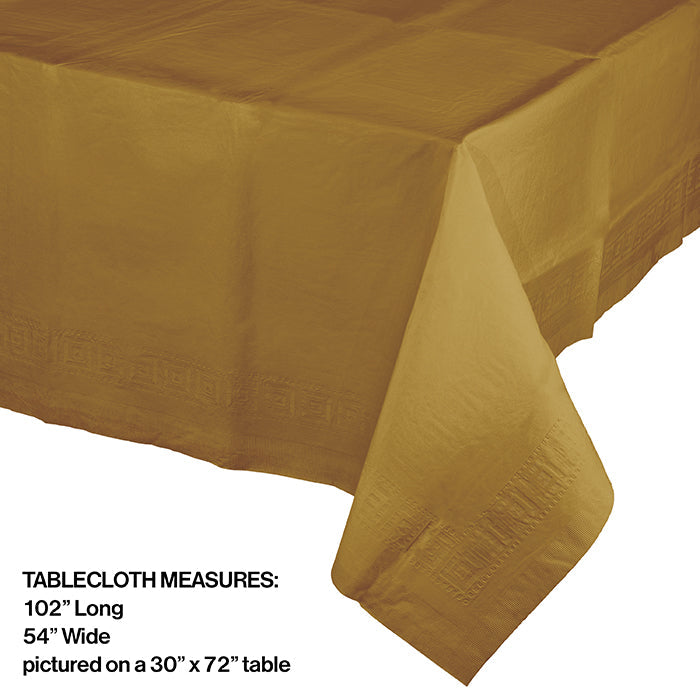 Party Decorations Glittering Gold Tablecover 54"X 108" Polylined Tissue