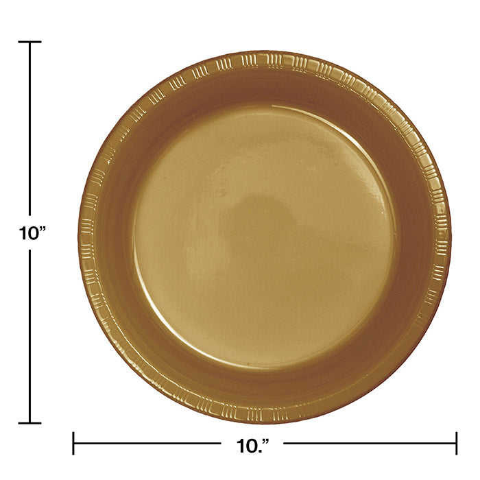 Party Decorations Glittering Gold Plastic Banquet Plates, 20 ct