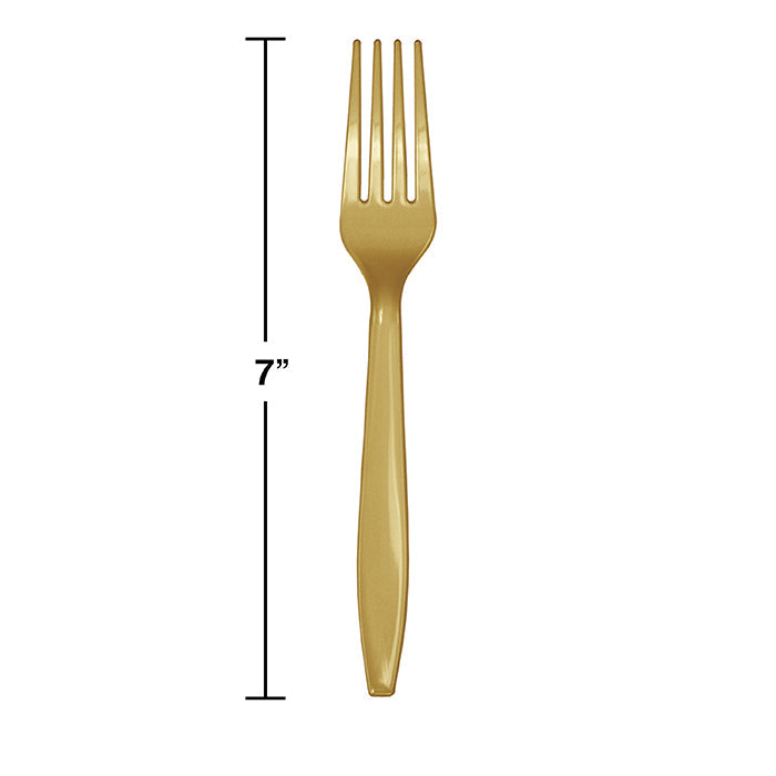 Party Decorations Glittering Gold Plastic Forks, 24 ct