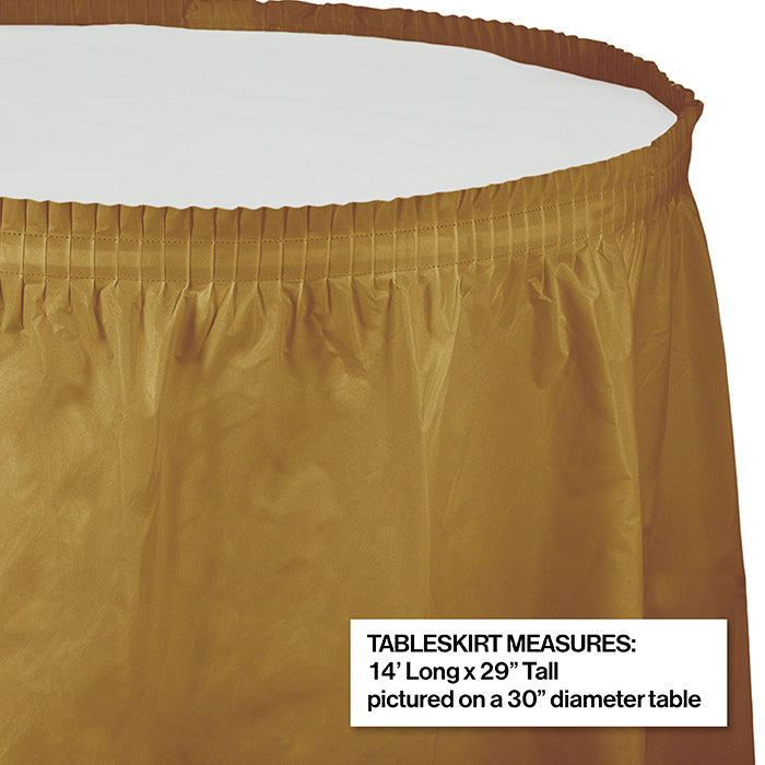 Party Decorations Glittering Gold Plastic Tableskirt, 14' X 29"