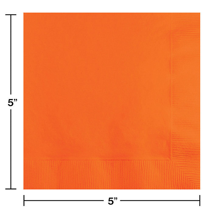 Party Decorations Sunkissed Orange Beverage Napkin, 3 Ply, 50 ct