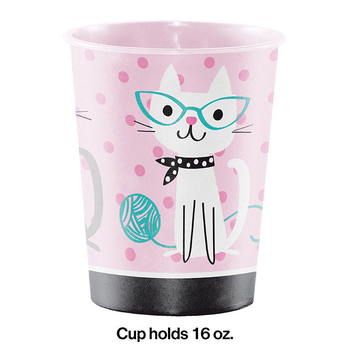 Party Decorations 16 oz Purr-Fect Cat Party Plastic Keepsake Cup