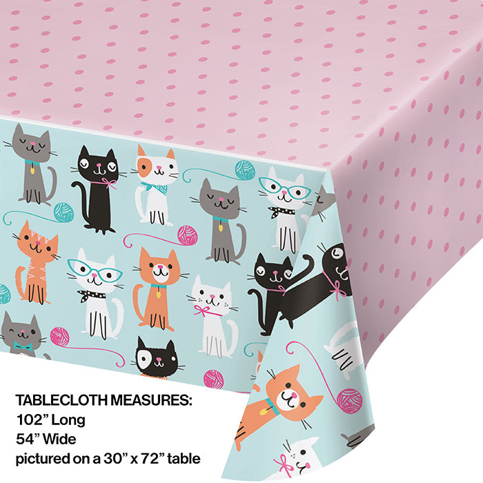 Party Decorations Purr-Fect Cat Party Plastic Tablecover All Over Print