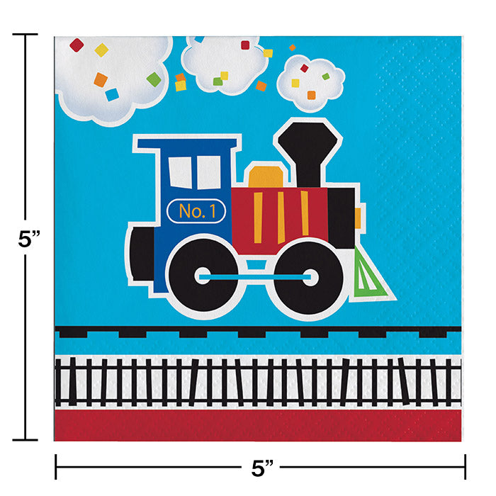 Party Decorations All Aboard Train Beverage Napkins, 16 ct