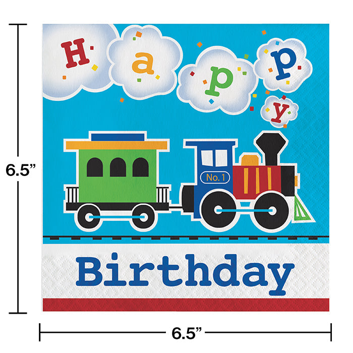 Party Decorations All Aboard Train Birthday Napkins, 16 ct