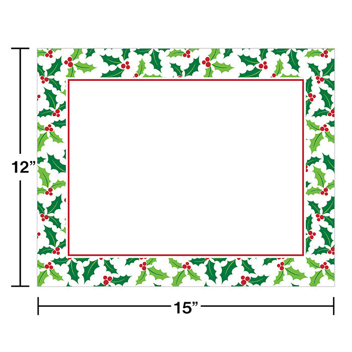 Party Decorations Holly Placemats, 12 ct