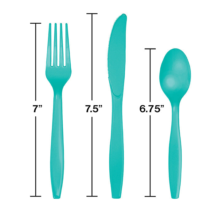 Party Decorations Teal Lagoon Plastic Cutlery Set, 24 ct